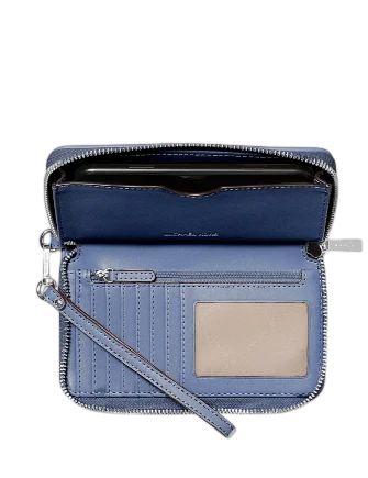 Michael Michael Kors Jet Set Travel Large Logo Jacquard Denim Smartphone Wristlet Denim