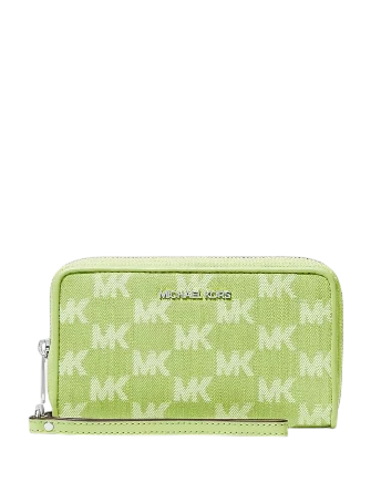 Michael Michael Kors Jet Set Travel Large Logo Jacquard Denim Smartphone Wristlet