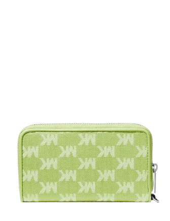 Michael Michael Kors Jet Set Travel Large Logo Jacquard Denim Smartphone Wristlet Lime
