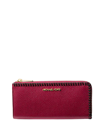 Michael Michael Kors Jet Set Travel Large Pebbled Leather Quarter-Zip Wallet