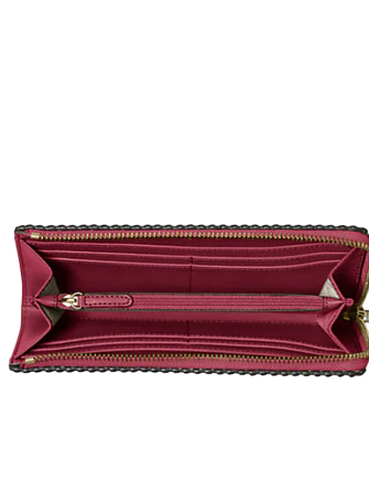 Michael Michael Kors Jet Set Travel Large Pebbled Leather Quarter-Zip Wallet Cherry