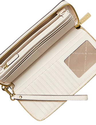 Michael Michael Kors Jet Set Travel Large Pebbled Leather Wristlet Light Cream
