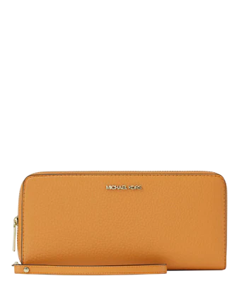 Michael Michael Kors Jet Set Travel Large Pebbled Leather Wristlet Radiant Orange