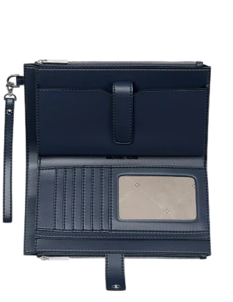 Michael Michael Kors Jet Set Travel Large Printed Signature Logo Wristlet Wallet Admiral