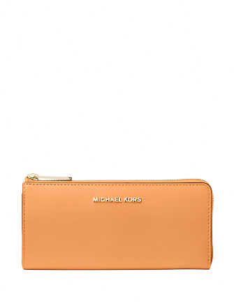 Michael Michael Kors Jet Set Travel Large Saffiano Leather Quarter Zip Wallet Cider
