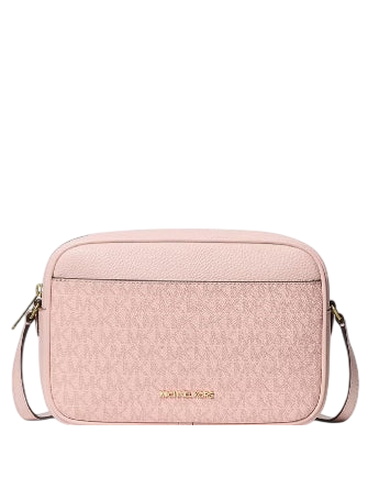 Michael Michael Kors Jet Set Travel Large Signature Logo Camera Crossbody Bag Powder Blush