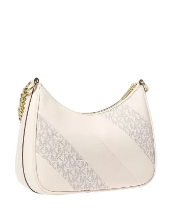 Michael Michael Kors Jet Set Travel Large Signature Logo Trim Convertible Crossbody Bag  Light Cream 