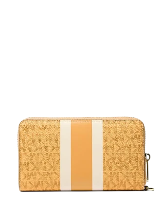 Michael Michael Kors Jet Set Travel Large Striped Signature Logo Smartphone Wallet Honeywheat