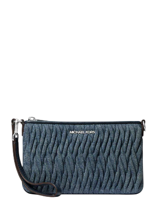 Michael Michael Kors Jet Set Travel Matelasse Denim Wristlet Denim