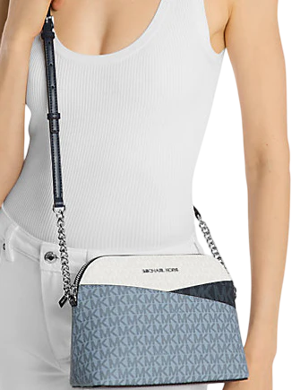 Michael Michael Kors Jet Set Travel Medium Color-Block Signature Logo Crossbody Bag Admiral