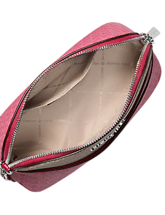 Michael Michael Kors Jet Set Travel Medium Color-Block Signature Logo Crossbody Bag Dark Raspberry 