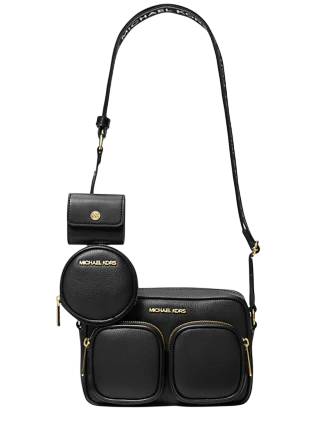 Michael Michael Kors Jet Set Travel Medium Leather Messenger Bag Black