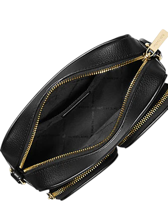 Michael Michael Kors Jet Set Travel Medium Leather Messenger Bag Black