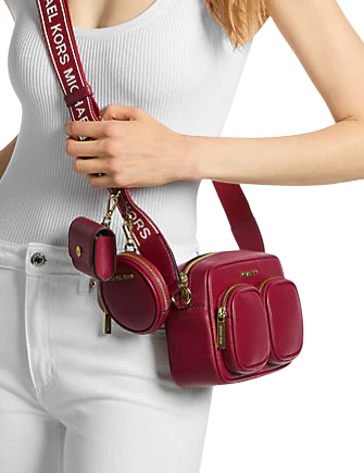 Michael Michael Kors Jet Set Travel Medium Leather Messenger Bag Cherry