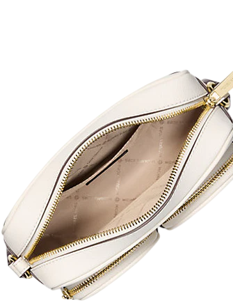 Michael Michael Kors Jet Set Travel Medium Leather Messenger Bag Light Cream