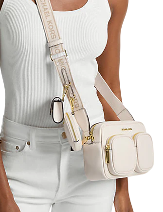 Michael Michael Kors Jet Set Travel Medium Leather Messenger Bag Light Cream