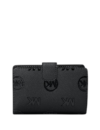 Michael Michael Kors Jet Set Travel Medium Logo Debossed Billfold Wallet Black