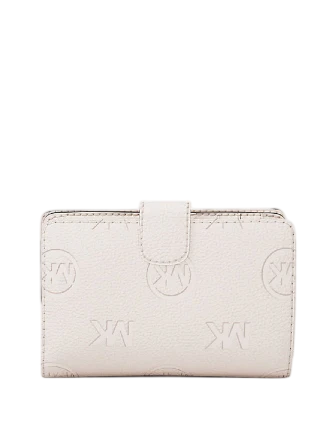 Michael Michael Kors Jet Set Travel Medium Logo Debossed Billfold Wallet Light Cream