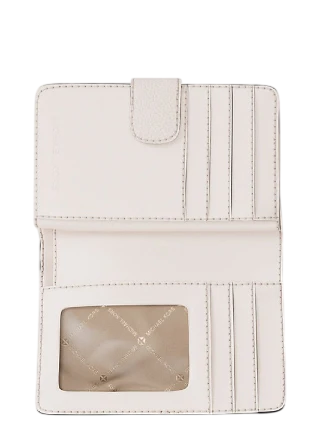 Michael Michael Kors Jet Set Travel Medium Logo Debossed Billfold Wallet Light Cream