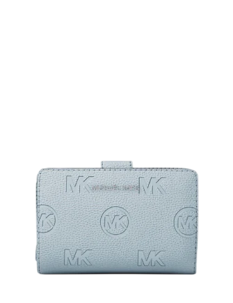 Michael Michael Kors Jet Set Travel Medium Logo Debossed Billfold Wallet Pale Ocean