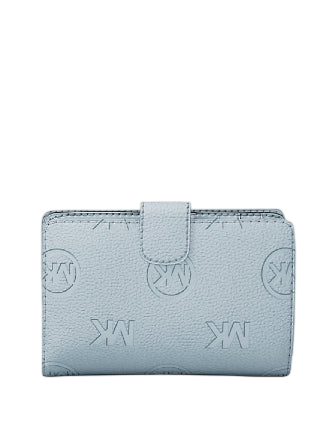 Michael Michael Kors Jet Set Travel Medium Logo Debossed Billfold Wallet Pale Ocean