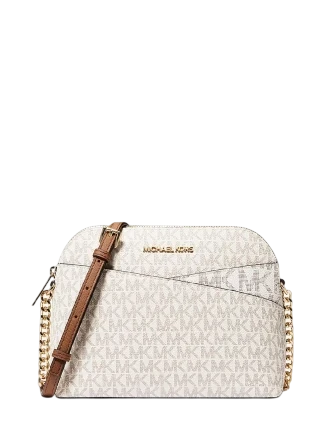 Michael Michael Kors Jet Set Travel Medium Logo Dome Crossbody Bag Vanilla