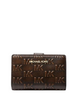 Michael Michael Kors Jet Set Travel Medium Logo Embossed Burnished Wallet Chocolate