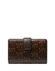 Michael Michael Kors Jet Set Travel Medium Logo Embossed Burnished Wallet Chocolate
