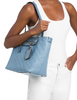 Michael Michael Kors Jet Set Travel Medium Logo Embossed Leather Tote Bag Chambray