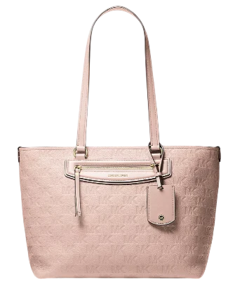 Michael Michael Kors Jet Set Travel Medium Logo Embossed Leather Tote Bag
