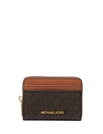 Michael Michael Kors Jet Set Travel Medium Logo Zip-Around Card Case Brown
