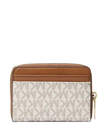Michael Michael Kors Jet Set Travel Medium Logo Zip-Around Card Case Vanilla 