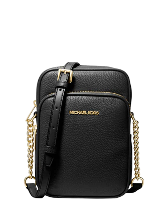 Michael Michael Kors Jet Set Travel Medium Pebbled Leather Crossbody Bag Black