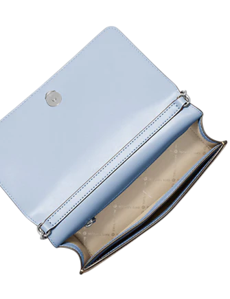 Michael Michael Kors Jet Set Travel Medium Pebbled Leather Crossbody Bag Pale Ocean
