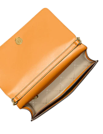 Michael Michael Kors Jet Set Travel Medium Pebbled Leather Crossbody Bag Radiant Orange