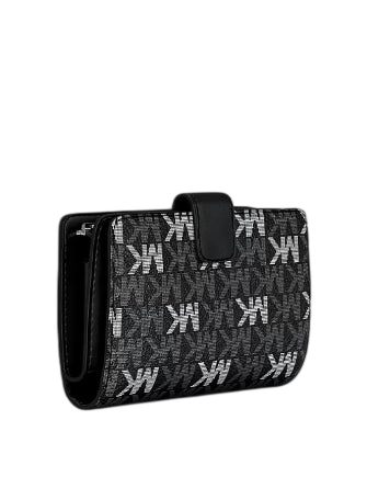 Michael Michael Kors Jet Set Travel Medium Signature Logo Billfold Wallet Black