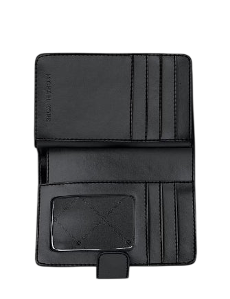 Michael Michael Kors Jet Set Travel Medium Signature Logo Billfold Wallet Black