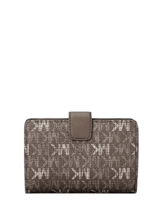 Michael Michael Kors Jet Set Travel Medium Signature Logo Billfold Wallet Mushroom