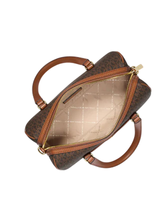 Michael Michael Kors Jet Set Travel Medium Signature Logo Duffel Crossbody Bag Brown