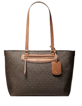 Michael Michael Kors Jet Set Travel Medium Signature Logo Tote Bag Brown Acorn