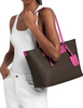 Michael Michael Kors Jet Set Travel Medium Signature Logo Tote Bag Raspberry