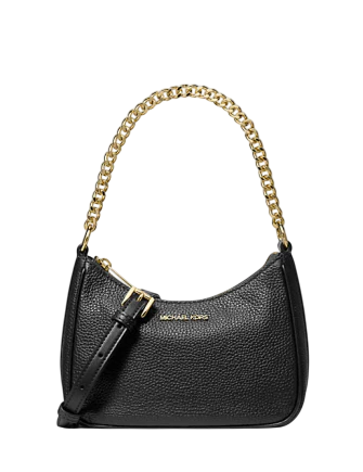 Michael Michael Kors Jet Set Travel Pebbled Leather Convertible Crossbody Bag Black