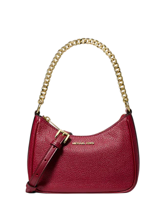 Michael Michael Kors Jet Set Travel Pebbled Leather Convertible Crossbody Bag Cherry