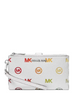 Michael Michael Kors Jet Set Travel Rainbow Logo Embossed Wristlet Optic White