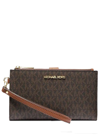 Michael Michael Kors Jet Set Travel Signature Logo Smartphone Wallet Brown