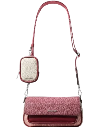 Michael Michael Kors Jet Set Travel Small Color-Block Signature Logo Crossbody Bag With Pouch Maroon