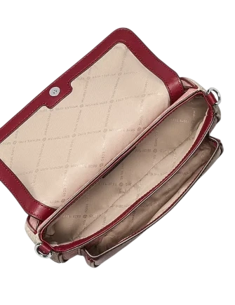 Michael Michael Kors Jet Set Travel Small Color-Block Signature Logo Crossbody Bag With Pouch Maroon