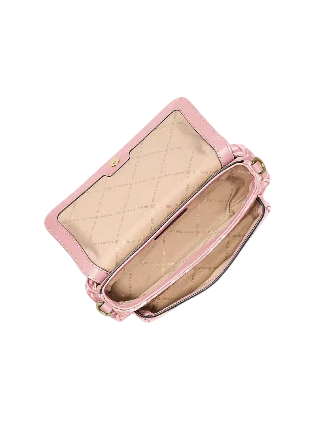 Michael Michael Kors Jet Set Travel Small Logo Jacquard Denim Crossbody Bag With Pouch Powder Blush
