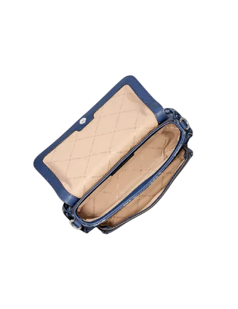 Michael Michael Kors Jet Set Travel Small Logo Jacquard Denim Crossbody Denim