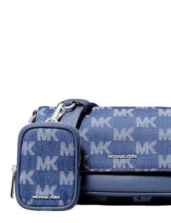 Michael Michael Kors Jet Set Travel Small Logo Jacquard Denim Crossbody Denim